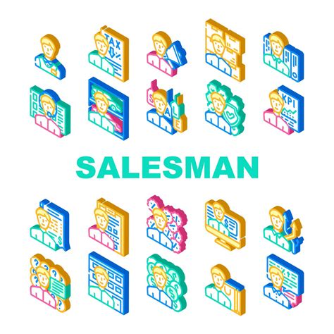 Salesman Business Occupation Icons Set Vector 7988153 Vector Art At