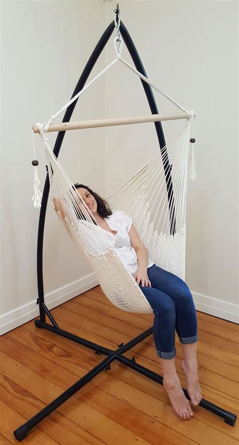 White Cotton Rope Hammock Chair With Tassels With Stand Heavenly Hammocks