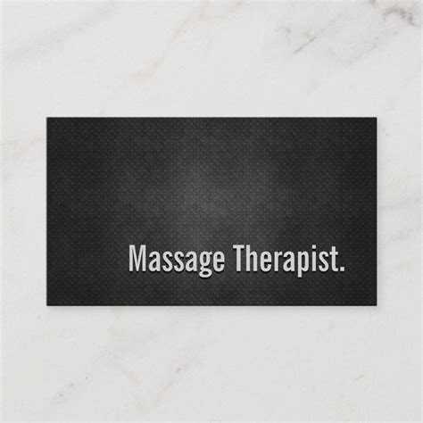Massage Therapist Cool Black Metal Simplicity Business Card Zazzle