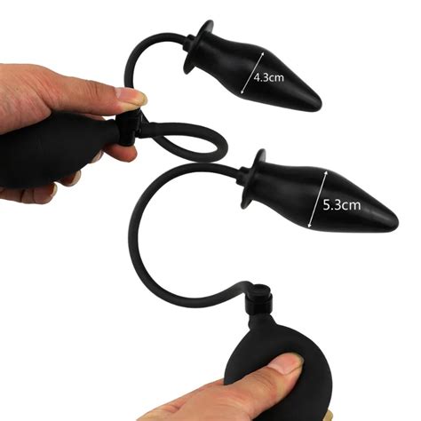 inflatable anal plug soft black pump up air filled silicone butt plug anal dilator anus massager