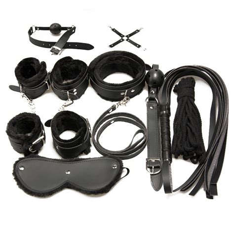 adult game 7pcs set handcuffs gag nipple clamps whip collar erotic toy leather fetish sex