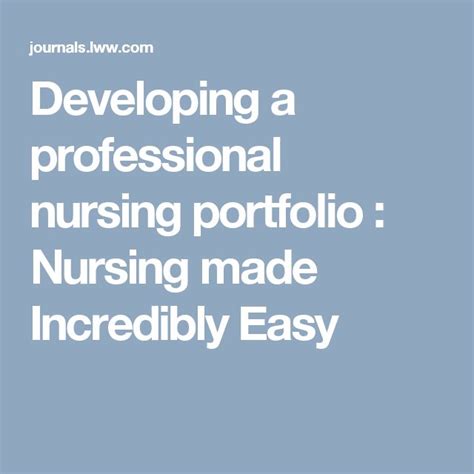 Developing A Professional Nursing Portfolio Nursing Made