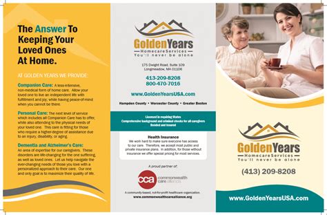 Brochure Golden Years Home Care Services
