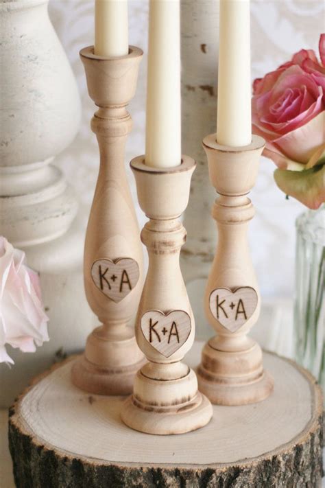 Personalized Rustic Candle Holders Wedding Centerpieces Vintage Decor