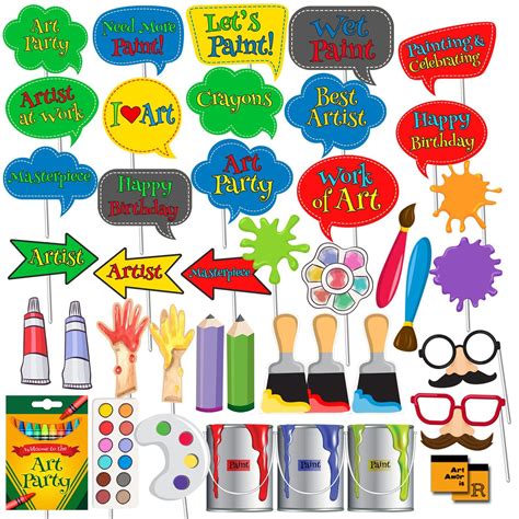 Art Party Photo Booth Props Instant Download Make Your Event