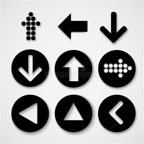 Arrow Sign Icon Set Simple Circle Shape Internet Button Stock