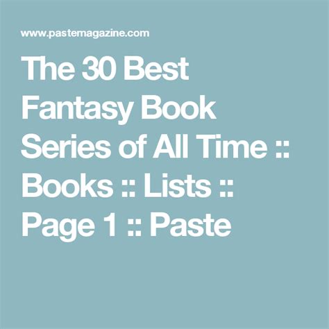 The 30 Best Fantasy Book Series Of All Time Books Lists Page 1