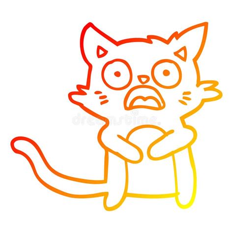 A Creative Warm Gradient Line Drawing Cartoon Horrified Cat Stock