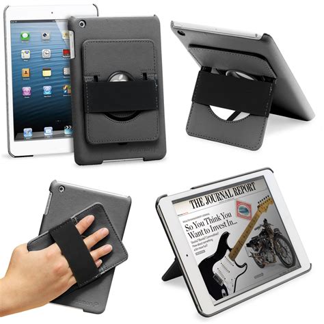 The case looks pretty compact and fits snugly around the tablet. Leather Case Stand w/ Strap For Apple iPad Mini/2 w ...