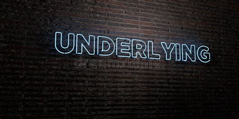 Underlying Realistic Neon Sign On Brick Wall Background 3d Rendered