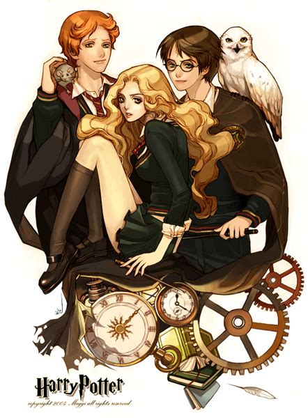 Hermione Granger Harry James Potter Ron Weasley Hedwig And Scabbers