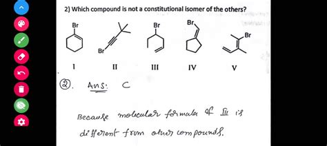 solved e and v 2 which compound is not a constitutional isomer of the others br br a tand