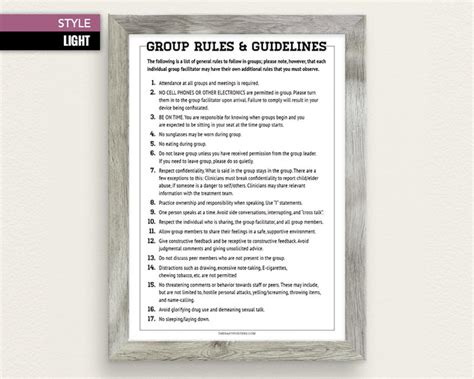 Group Rules And Guidelines Poster For Recovery Treatment Rehab Etsy