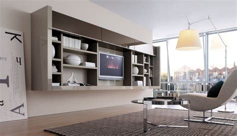 modern living room wall units  book storage