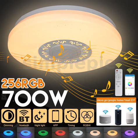 Led Rgb Music Ceiling Light Bluetooth Speaker Dimmable Lamp Remote