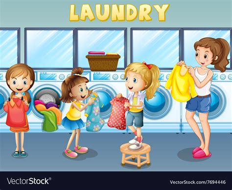 Children Doing Laundry Together Royalty Free Vector Image