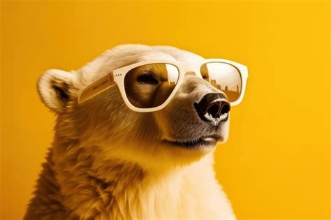 Premium Photo Fashionable Polar Bear Wearing Sunglasses On A Bright
