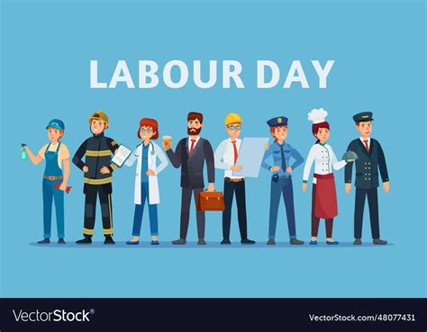 Labour Day Professional Workers Group Happy Vector Image