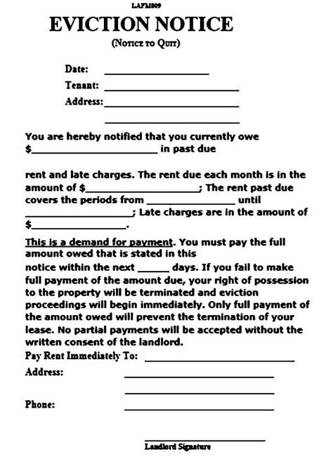 Rent Eviction Notice Form