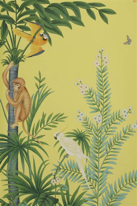 Standard Colourway On Imperial Yellow Dyed Silk De Gournay