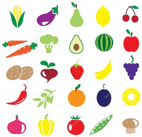 Imágenes Frutas Y Verduras Para Imprimir Frutas Y Verduras — Vector