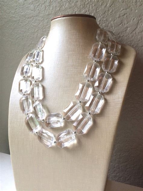 Chunky Clear Crystal Statement Necklace Faceted Everyday Etsy