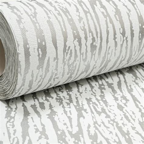 Rasch White Grey Metallic Silver Animal Print Zebra Stripe Textured
