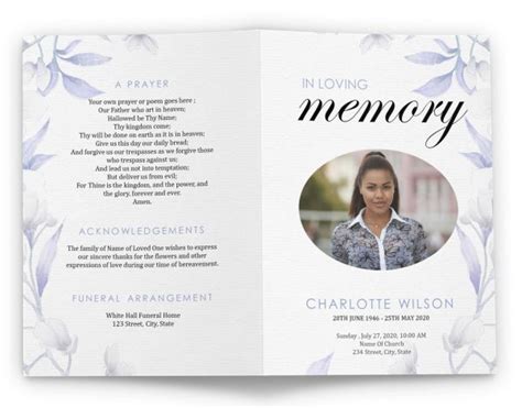 Professional Funeral Program Templates And Memorials Funeral Bulletin