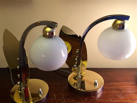 Antiques Atlas Pair Art Deco Desk Lamps Chrome And Brass