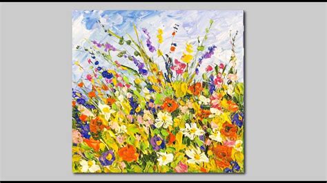 Acrylic Wildflower Painting Palette Knife Painting Palet Knife Painting