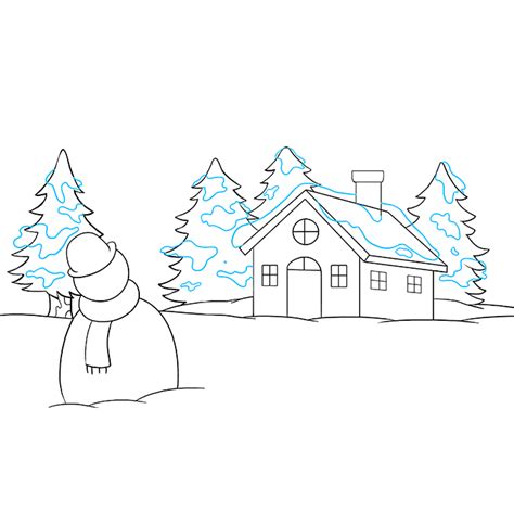 How To Draw A Winter Scenery Really Easy Drawing Tutorial