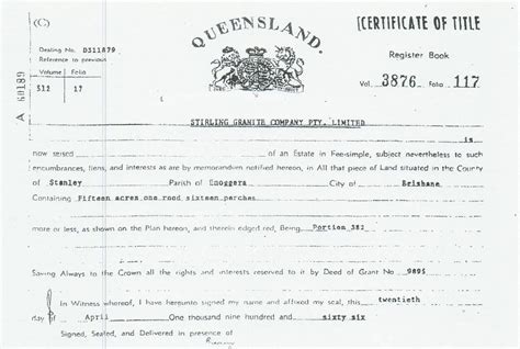 Certificate Of Title Deed