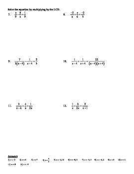We are here to assist you with your math questions. Holt Algebra 10.7B Solving Rational Equations (LCD) Worksheet - DOC & PDF