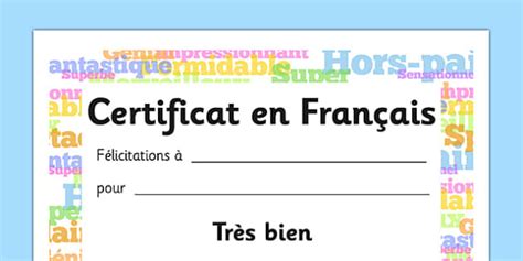 Certificat De Français Teacher Made Twinkl