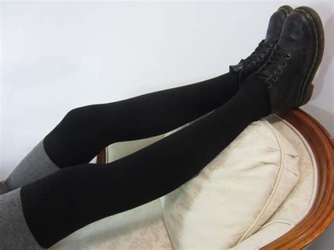 Black Thigh Highs Over The Knee Socks Womens Leg Warmers Etsy Knit