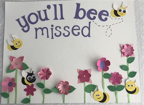 A Card With Flowers Bees And The Words Youll Bee Missed