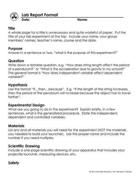 Experiment Report Writing Format Planning To Write