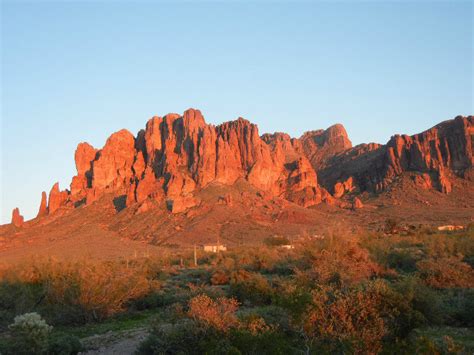 View Of The Superstition Mountains At Sunset Photo