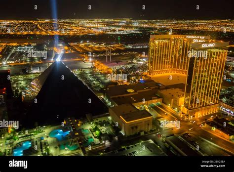 View Las Vegas And The Suburbs From Helicopter At Night Las Vegas