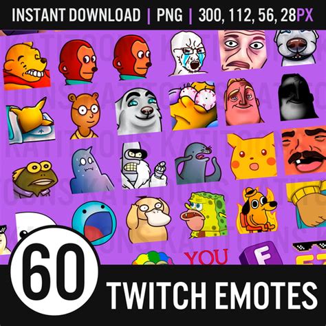60 X Meme Emotes Pack 01 Funny Emotes Meme Emotes Inspire Uplift