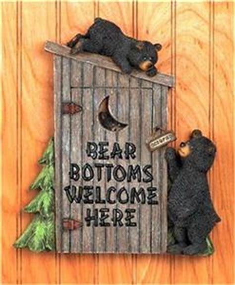 Find unique bear décor wall art, bear carvings, comforter sets, rugs, and much more. Black Bear Bathroom OUTHOUSE Wall Plaque Cabin Lodge Pine ...
