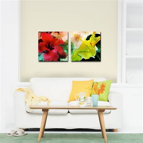 Tropical Hibiscus 2 Piece Canvas Wall Art Set Wayfair