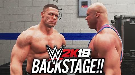 Wwe 2k18 John Cena Vs Kurt Angle Backstage New Gameplay Youtube