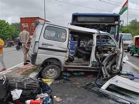 Three Killed Eight Injured As Van Jumps Divider And Hits Dtc Bus Coming