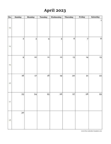 April 2023 Calendar Editable Template