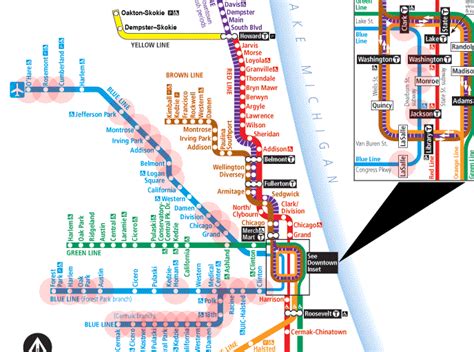 Blue Line Map Chicago Cta L Train