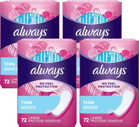 Always Thin No Feel Protection Daily Liners Regular Absorbency Unscented Breathable