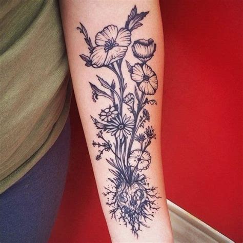 Dead Flower Tattoo Skulls The Skulls And Flower Tattoos On Pinterest