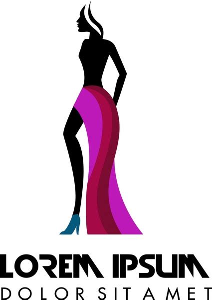 Fashion Logo Design With Model In Silhouette Style Vectors Graphic Art