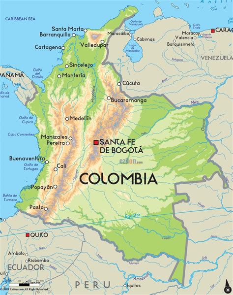 A Map Of Colombia Showing The Location Of Sana Fe De Bozola And